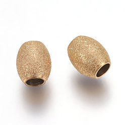 Golden Ion Plating(IP) 304 Stainless Steel Beads, Textured Beads, Oval, Golden, 6x5mm, Hole: 2.2mm