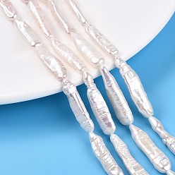 Кремово-белый Натуральный жемчуг в стиле барокко, культивированный пресноводный жемчуг, прямоугольные, кремово-белые, 15~37x4~9x3~8 мм, отверстие : 0.6 мм, около 14~22 шт / нитка, 15.55~16.14'' (39.5~41 см).