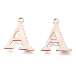 Letter A Вакуумное покрытие pvd 304 подвески из нержавеющей стали, лазерная резка, алфавит, розовое золото , letter.a, 12.5x10.5x0.8 мм, отверстие : 1 мм