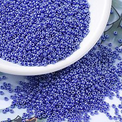 (RR432) Opaque Cyan Blue Luster Миюки круглые бусины рокайль, японский бисер, 11/0, (rr 432) непрозрачный голубой блеск, 11/0, 2x1.3 мм, Отверстие : 0.8 мм , около 5500 шт / 50 г