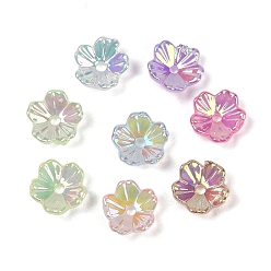 (52) Непрозрачная лаванда Акриловый шарик крышки, радужный, 5-лепестков цветка, разноцветные, 8x3 мм, отверстие : 1.4 мм