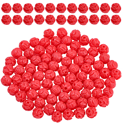 Оранжево-Красный 2 нити синтетических коралловых резных бусин нити, окрашенные, цветок, оранжево-красный, 6 мм, отверстие : 1.2 мм, около 60 шт / нитка, 14.57 дюйм (37 см)