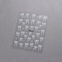 Белый Бант самоклеящиеся наклейки для дизайна ногтей, украшение для украшения ногтей, белые, 12.8x7.8 см