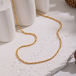 Настоящее золото 18K Минималистичные 2мм 304 ожерелья из нержавеющей стали с витыми звеньями Boston Link для женщин, реальный 18 k позолоченный, 15.75 дюйм (40 см)