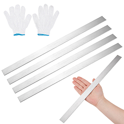 Нержавеющая Сталь Цвет 5шт. полос из нержавеющей стали, прямоугольные, с 1 парой полиэстеровых перчаток, цвет нержавеющей стали, 407x24.5x2.5 мм