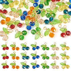 (52) Непрозрачная лаванда 28шт 7 цвета прозрачные стеклянные подвески, вишня, с настоящей медной проволокой 18 k с золотым покрытием, граненые, разноцветные, 15 мм, отверстие : 2.3 мм, 4 шт / цвет