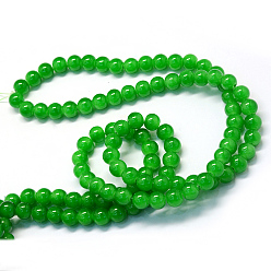 Green Baking Painted Imitation Jade Glass Round Bead Strands, Green, 10~10.5mm, Hole: 1.5mm, about 85pcs/strand, 31.4 inch