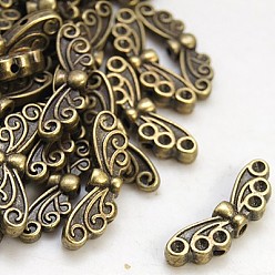 Античная Бронза Сплавочные овальные бусины тибетского стиля , без свинца, без кадмии и без никеля, античная бронза , бабочка, 22x7 мм, отверстие : 1 мм