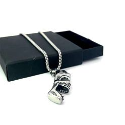 Нержавеющая Сталь Цвет Ожерелья из нержавеющей стали с подвеской в виде черепа в стиле хип-хоп для мужчин, цвет нержавеющей стали