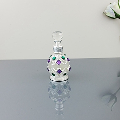 Серебро Ретро пустой стеклянный флакон для духов, для эфирных масел для ароматерапии лабораторный химический, многоразовая бутылка, серебряные, 4x8.3 см, емкость: 15 мл (0.51 жидких унций)