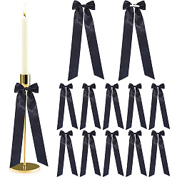 Черный 12шт. подвесная гирлянда из полиэстеровых бантиков, подсвечник для свадебного торжества, чёрные, 360~365x90~92x9 мм