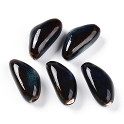 Кокосово-Коричневый Фарфоровые бусины ручной работы, фантазии античного стекла фарфора, зубчик чеснока, кокосового коричневый, 31~33x15~16.5x12~13.5 мм, отверстие : 2.5~3 мм