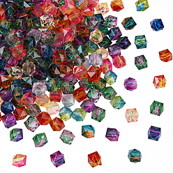 (52) Непрозрачная лаванда Двухцветный прозрачный спрей, окрашенный акриловыми бусами, многоугольник, граненые, разноцветные, 7.5x8x8 мм, отверстие : 1.8 мм, Около 1690 шт / 500 г