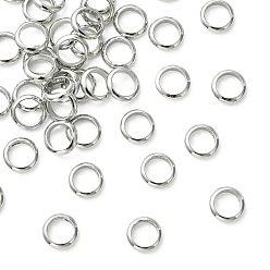 Real Platinum Plated SHEGRACE Brass Linking Rings, Ring Shape, Cadmium Free & Nickel Free & Lead Free, Real Platinum Plated, 5x5x1mm, Inner Diameter: 3.5mm