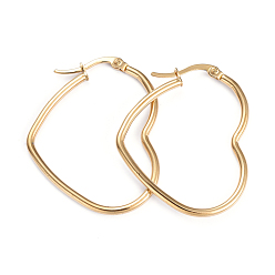 Золотой Серьги из 201 нержавеющей стали, с 304 штифтов из нержавеющей стали, сердце, золотые, 37.5x30.5x2 мм, 12 датчик, штифты : 1x0.7 мм