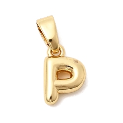 Letter P Латунные подвески в виде букв, без свинца и без кадмия, долговечный, реальный 18 k позолоченный, Письмо P, 9.5x6.5x2.5 мм, отверстие : 4.5x2 мм