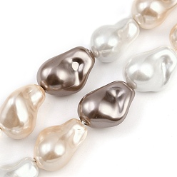 (52) Непрозрачная лаванда Гальванические стеклянные бусины, имитации жемчуга, самородки, разноцветные, 20~22x15~16 мм, отверстие : 1.2 мм, около 24 шт / нитка, 15.55~15.94'' (39.5~40.5 см)