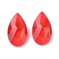 Красный Стеклянные подвески, очарование слезы, граненые, красные, 38x22x13 мм, отверстие : 1.5 мм