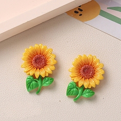 Желтый Непрозрачные кабошоны из смолы, подсолнух, желтые, 33x24 мм