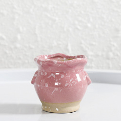 Pink Mini Ceramic Succulent Planter Pots, with Holes, Thumb Small Flowerpot Ornaments for Office Home Desktop Decor, Pink, 65x55mm, Bottleneck: 55mm