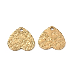 Golden 304 Stainless Steel Chain Extender Drop, Textured Heart, Ion Plating(IP), Golden, 12x13x1mm, Hole: 1.5mm
