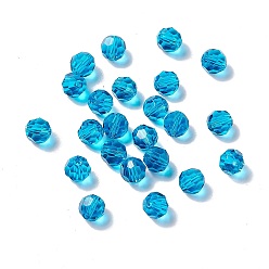 Dodger Blue Imitation Austrian Crystal Beads, Grade AAA, Faceted(32 Facets), Round, Dodger Blue, 8mm, Hole: 0.9~1.4mm