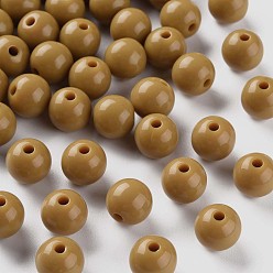 Dark Goldenrod Opaque Acrylic Beads, Round, Dark Goldenrod, 10x9mm, Hole: 2mm, about 940pcs/500g