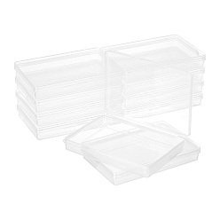 Blanc Boîte en plastique pp, avec tasse à rabat, rectangle, blanc, 6.5x9.1x1.4 cm, Taille intérieure: 5.8x8.8 mm