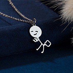 Human 304 подвески из нержавеющей стали с лазерной резкой, цвет нержавеющей стали, не тускнеет, человек, 15.75 дюйм (40 см), Кулон : 20x11 мм