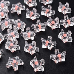 Light Salmon Transparent Acrylic Beads, Bead in Bead, Crown, Light Salmon, 14x17.5x7mm, Hole: 2mm, about 581pcs/500g