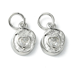 Платина Стойка металлическая латунная микропрофилированная кубическая циркония подвески, долговечный, без свинца и без кадмия, плоский круглый шарм, платина, 10x7x2 мм