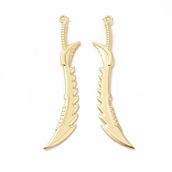 Золотой Стойки обшивки сплава большие кулоны, без кадмия, без никеля и без свинца, очарование ножа оружия, золотые, 70x20x3 мм, отверстие : 2 мм