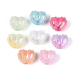 (52) Непрозрачная лаванда УФ-покрытие, светящиеся непрозрачные акриловые бусины, радужный, сердце с бантом, светится в темноте, разноцветные, 13.5x16.5x10 мм, отверстие : 2.1 мм