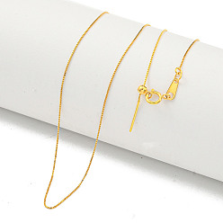 Настоящее золото 18K 925 стерлингового серебра цепи коробки ожерелья, с печатью 925, реальный 18 k позолоченный, 17.32 дюйм (44 см)