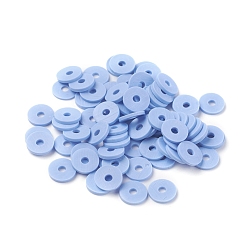 Cornflower Blue Flat Round Eco-Friendly Handmade Polymer Clay Beads, Disc Heishi Beads for Hawaiian Earring Bracelet Necklace Jewelry Making, Cornflower Blue, 8x0.5~1mm, Hole: 2mm, about 380~400pcs/strand, 17.7 inch