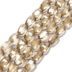 Цвет Древесины Стеклянные бусины с гальваническим покрытием , овальные, граненые, деревесиные, 6.5x4.5x3 мм, отверстие : 0.8 мм, около 79~80 шт / нитка, 19.29''~20.67'' (49~52.5 см)