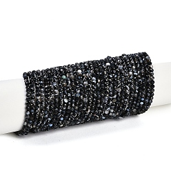 Черный Натуральные полосатые агатовые бусы, окрашенная и подогревом, граненые, круглые, чёрные, 3 мм, отверстие : 0.6 мм, около 111 шт / нитка, 15.35'' (39 см)
