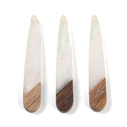 Белый Подвески из смолы и дерева, слезинки, белые, 44x7.5x3.5 мм, отверстие : 1.2 мм