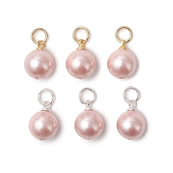 Светло-Коралловый 6 шт. 2 круглые подвески-жемчужины разных цветов, с латунной фурнитурой , золотые и серебряные, свет коралловый, 11.5x8.5 мм, Перейти кольцо: 5x0.8 мм, внутренний диаметр: 3.5 мм, 3 шт / цвет