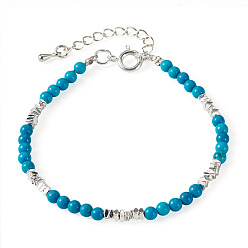 Смешанные камни Браслеты из бусин натурального говлита и синтетического гематита, с латунной фурнитурой , 6.89 дюйм (17.5 см)