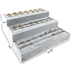Grau 3 mehrstöckiger Ringständer aus Samt, Ring Schmuck Organizer Halter, Grau, 26.5x24x9 cm