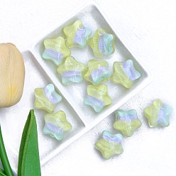 Светло-желтый Двухцветные прозрачные акриловые бусины, звезда, светло-желтый, 21x16 мм