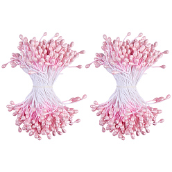 Pink 1 Экологически чистая сумка с матовым гипсовым цветочным сердечником, двойные головки цветок тычинка пестик, для изготовления искусственных цветов, альбом для вырезок, украшение дома, розовые, 63x2.5 мм, 240~260 шт / комплект