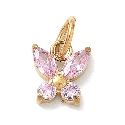Бабочка Осень 304 подвески из нержавеющей стали, со стразами из светлого аметиста, Подвески из серии "Маленькие животные", золотые, бабочка, 10.5x9x3 мм, отверстие : 5 мм