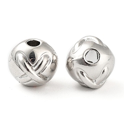 Platinum Rack Plating Alloy Beads, Round with Cross, Platinum, 9x8x7.5mm, Hole: 1.8mm