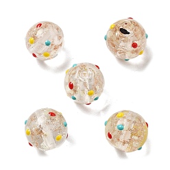 (52) Непрозрачная лаванда Бусины ручной работы из золотистого песка с неровностями лэмпворк, круглые, с эмалью, разноцветные, 12 мм, отверстие : 1.4 мм
