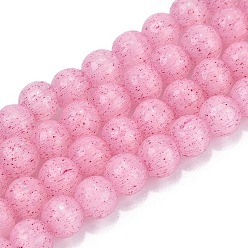 Flamant Colliers de perles en verre imitation œil de chat, ronde, flamant, 6~6.5mm, Trou: 0.9~1mm, Environ 67~70 pcs/chapelet, 14.57~15.16 pouce (37~38.5 cm)