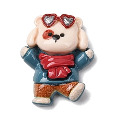 Собака Кабошоны из непрозрачной смолы на тему животных, стальной синий, собака, 27.5x22.5x9.5 мм