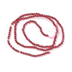 Dark Red Transparent Glass Beads Strands, Faceted, Round, Dark Red, 2mm, Hole: 0.5mm, about 164~182pcs/strand, 14.8~15.7 inch(37.5~40cm)