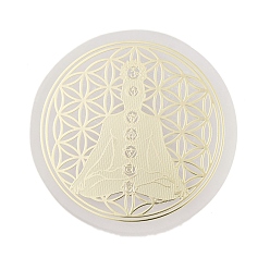 Human Flat Round Natural Selenite Slice Coasters, Reiki Stone for Chakra Balance, Crystal Healing , Human, 59.5~64x6.5~8mm